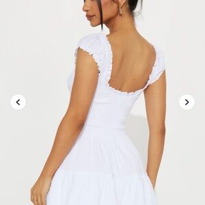 Fashion Nova White Backless Square-Neck Tiered Romper/Dress